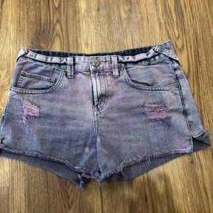 Free People Purple Distressed Denim Shorts